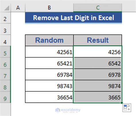 remove last digits in excel